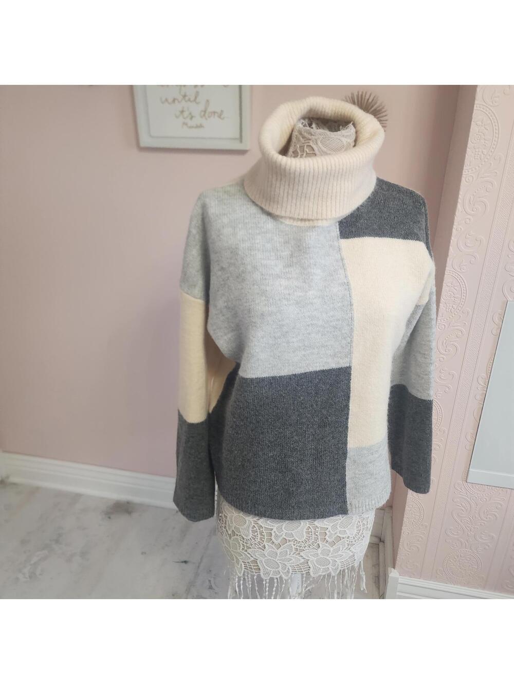 LKNW Hem & Thread Turtleneck soft sweater ivory gray Large